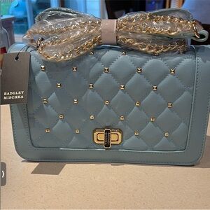 Badgley Mischka Quilted & Studded Crossbody Bag w/Adjustable Strap NEW